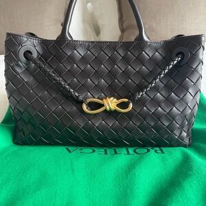 Bottega Veneta Brown Woven Tote with Gold Accent